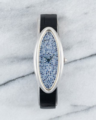 Cartier Baignoire Allongee Ref 2514 2000s 18K Gold Manual Wind Sapphire Diamond