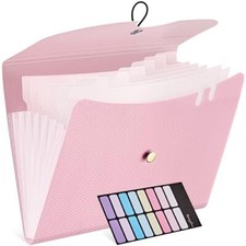 7 Pockets Expanding File Folder, A4 Size Accordion File Folders Macaron Pink