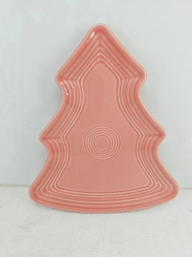 FIESTA christmas 10" TREE PLATE peony pink SERVING HOLIDAY cookie PLATE new