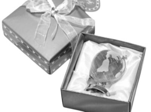 World Globe Crystal Glass Ball Mini Clear Round Earth Sphere Miniature Map Boxed - Picture 4 of 5