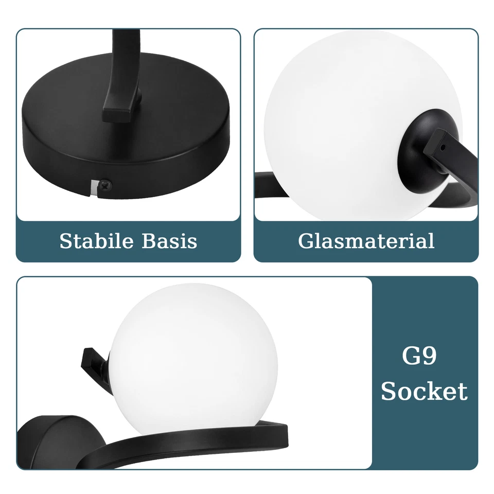 ZMH Wandleuchte G9 Weiß Kugel Lampenschirm für Treppenhaus 1 Flammig Innen Flur - Bild 3 von 4