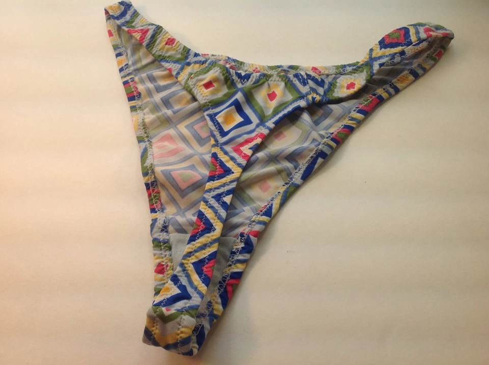 Mujer Bragas, Tanga Talla L/7 Grande Multicolor Sedoso Brillante Cuadros Suave Foto 3 de 4