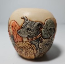 Jardinia Puppy Litter 2003 Puppy Urn Jar 4"T French Phrase Inside NO LID