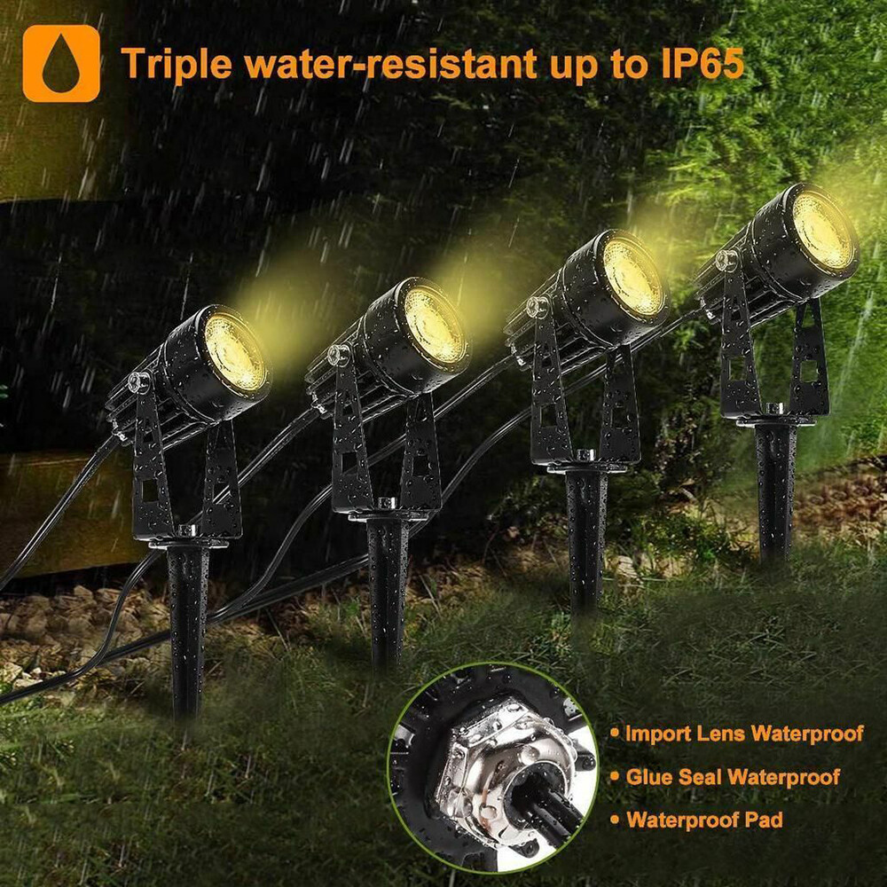 4 Pack Garden Lights Spotlights Mains Powered 12V LED Waterproof