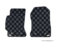 P2M DARK GREY Checkered Flag Race Carpet Floor Mats Set for BRZ FRS GR86 New