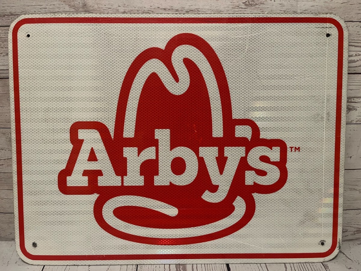 RETIRED ARBYS FASTFOOD HIGHWAY EXPRESSWAY ROAD EXIT SIGN METAL 24