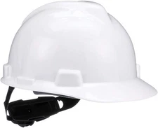 MSA WHITE V Gard ANSI OSHA Construction Safety HARD HAT 4 PT Ratchet Suspension