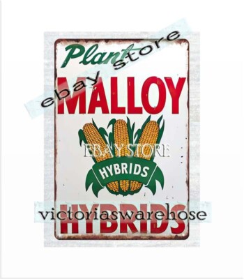 dining room auto garage Malloy Hybrid Seed Corn farm agriculture metal tin sign