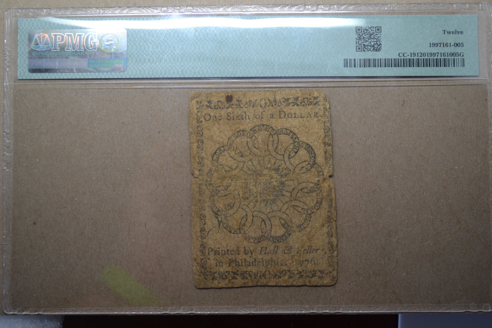 Fugio Note- CC-19. Continental Currency. February 17, 1776. $1/6. PMG ...