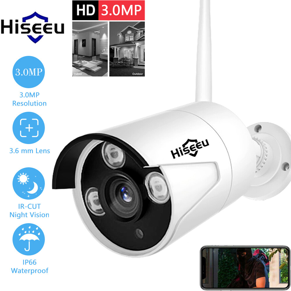 2X Hiseeu 3MP Outdoor WIFI IP Surveillance Camera For Home Security System A8H1