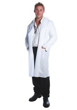 ADULT MENS DOCTOR SURGEON NURSING COSTUME LONG LAB COAT MAD SCIENTIST WHITE