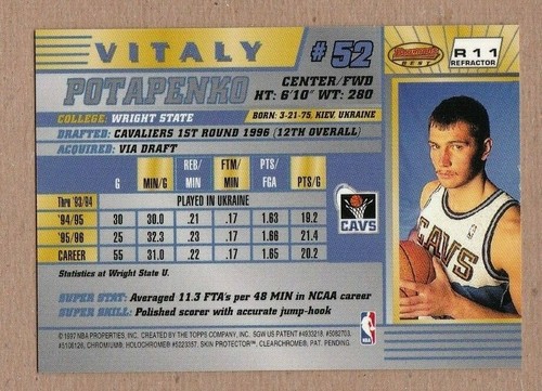 1996-97 Bowman's Best BK Rookie - Refractor - #R11 Vitaly Potapenko - NM/MT - Picture 2 of 2