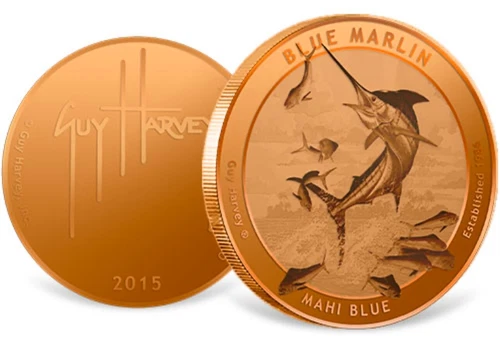 2015 Guy Harvey Blue Marlin Mahi Blue 1oz 0.999 Fine Copper, 1 Tube of 20 pc