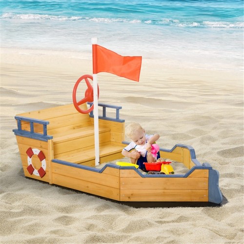 Kids Sandbox with Cover Natural Wood - Picture 3 of 6