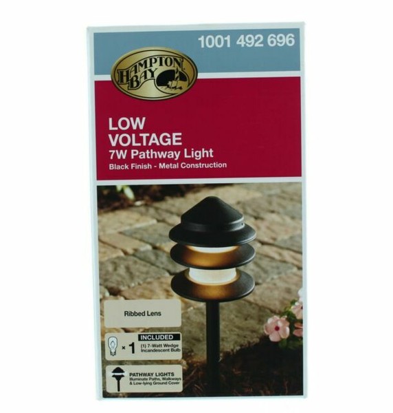Hampton Bay Low Voltage 7 W Black Halogen 3Tier Path Light for sale