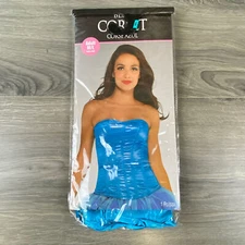 Blue Corset Costume Adult M/L Shiny Halloween Dress Up Party 1 Piece