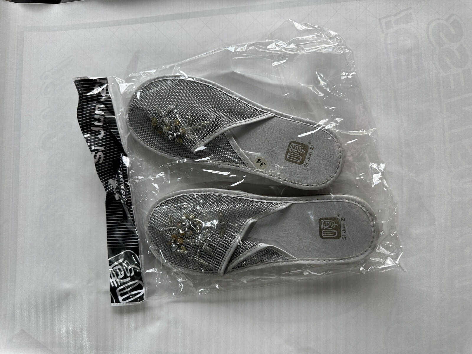 PANTOFOLA D’ORO Nuova pantofola donna in rete cinese floreale ricamata comfort grigia 36 39