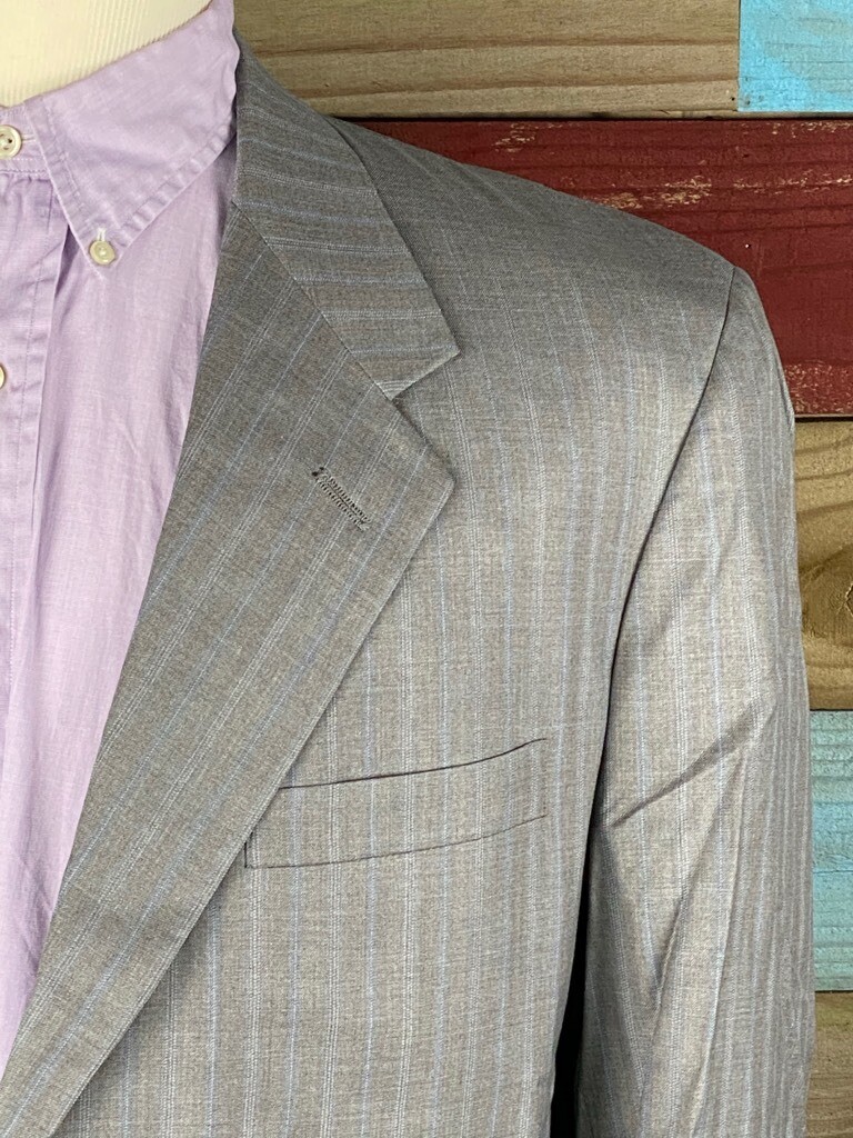 Holland & Sherry Mens Two Button Suit Jacket Gray Plaid Notch
