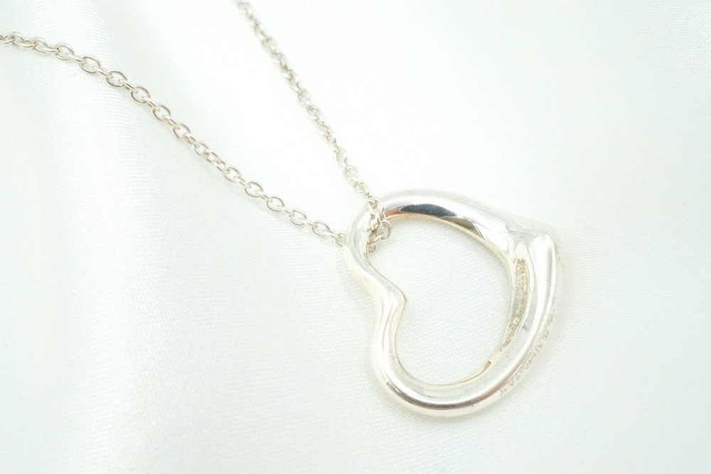 TIFFANY&Co. Open Heart Necklace Elsa Peretti SV925 Silver Accessories 0215j