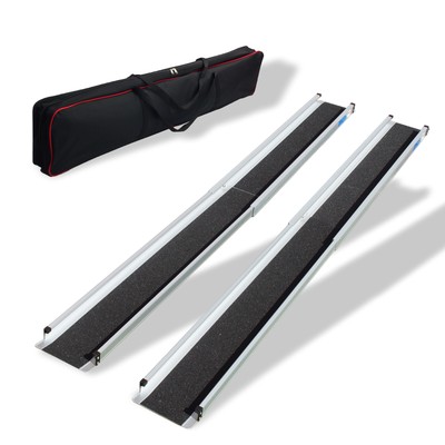 Rollstuhlrampe Teleskop Rampe Alu Paar bis 272kg 120-213 cm Laderampe Rollstuhl