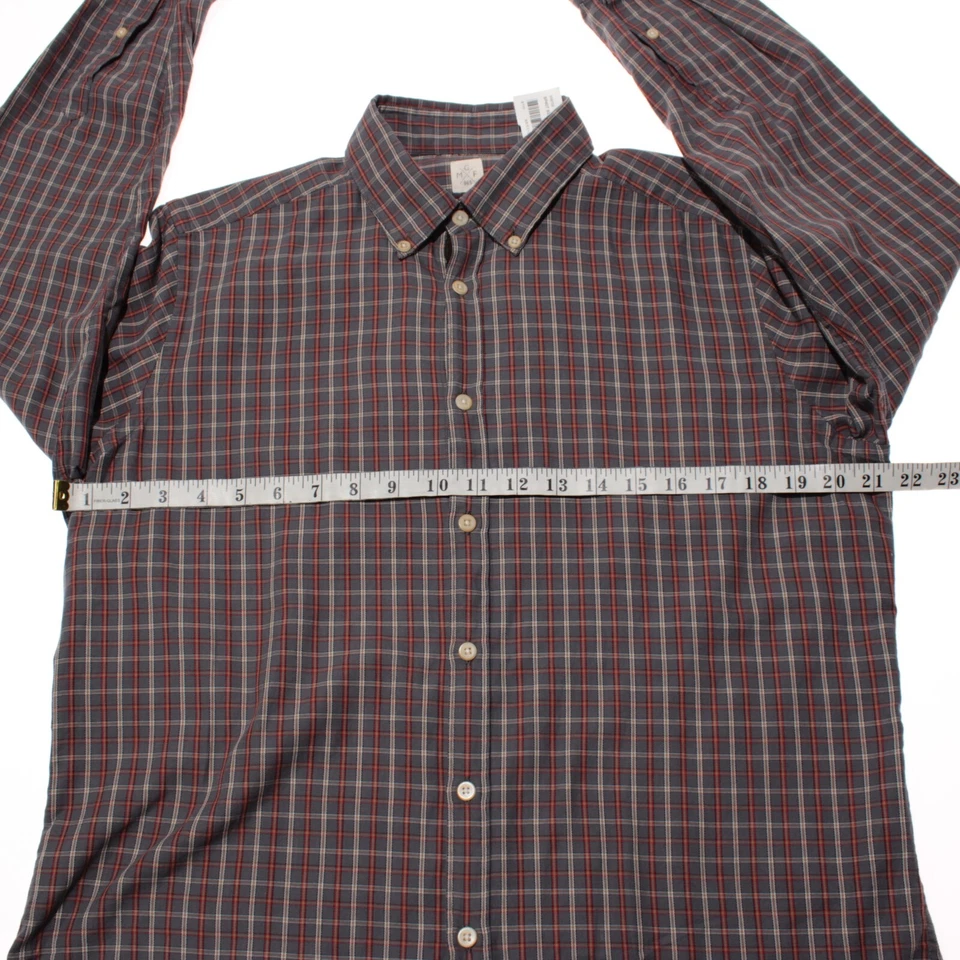 Camisa de vestir GMF NUEVA SIN ETIQUETAS talla 40 15,75 en gris/rojo/bronceado a cuadros 100 % algodón Foto 4 de 4