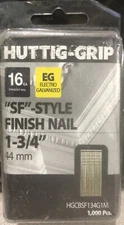 HUTTIG-GRIP 16 Ga SF-Style Finish Nail 1-3/4” 44mm Long Electro-Galv 1000 Box