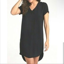 NEW Anthropologie Cloth & Stone Size XS Black V-Neck Cap Sleeve T-Shirt Dress