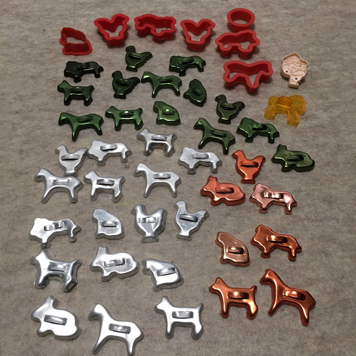 Vintage Child Size Metal & Plastic Mini Cookie Cutters Animals