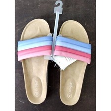 Cat Jack Kids Girls Slide Sandals Size 5 Rainbow Striped Padded Slip On Shoes