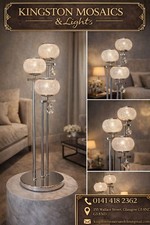 Luxury Chrome 3-Light Crystal Floor Lamp | Modern Designer Standing Lamp