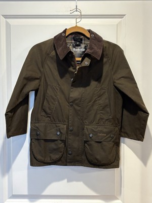 Barbour Childrens Classic Beaufort Wax Jacket Kids C20 M Olive Made in England