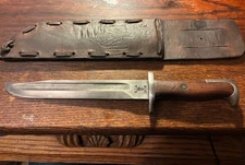 Vintage RIA 1909 USA Theater WW2, WWI Bayonet /knife W/ Sheath, Nice Wood Grips!