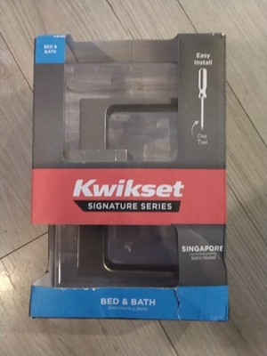  Kwikset Singapore Square Satin Nickel Bed Bath Door Handle with Microban Lock