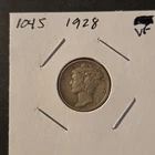 1928 Winged Liberty Head Mercury Silver Dime In Very Fine Condition