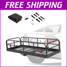 500 lbs 60"x24"x14" Heavy-Duty Hitch Cargo Carrier Steel Cargo Rack Luggage