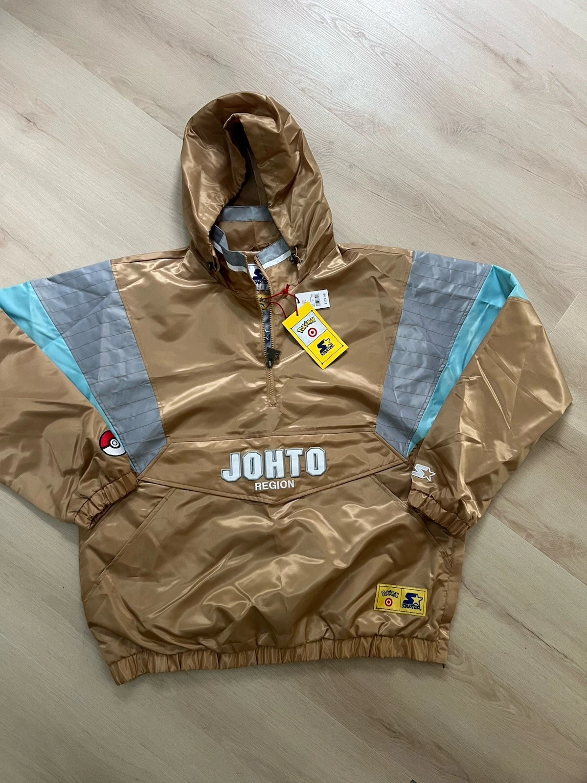 ✅Pokemon Starter Pullover Jacket Gold - Pokemon x Target XL SIZE JOHTO IN HAND