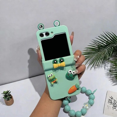 Cute Frog Bracelet Chain Case for Samsung Galaxy Z Flip 3 4 5 6 - Fun Hinge Prot