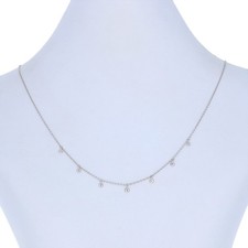 NEW 1/6ctw Round Brilliant Diamond Necklace - Sterling Silver Adjustable Cable