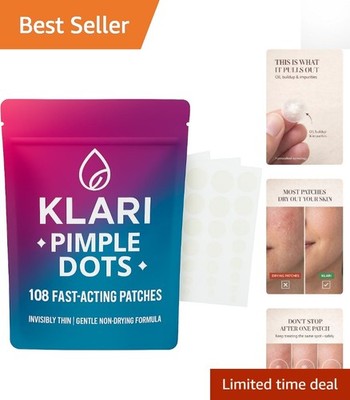 Hydrocolloid Acne Patches - 108 Count, 9mm & 12mm Ultra Thin for Fast Relief