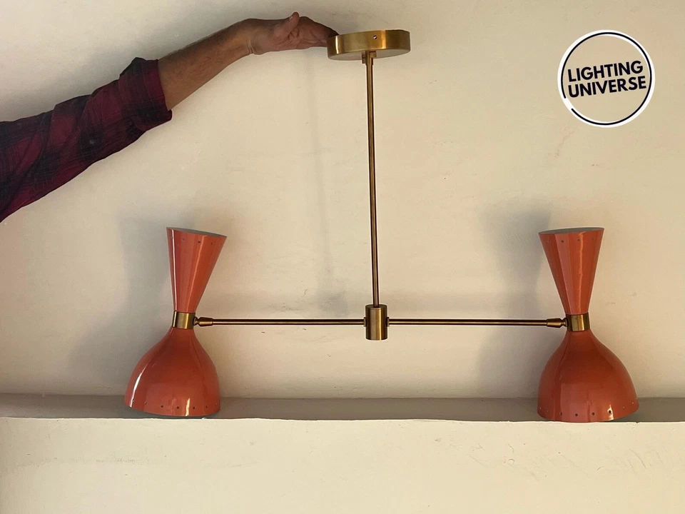 Handmade Raw Brass Sputnik Chandelier: Mid-Century Modern 2-Light Christmas Gift - Image 4 of 4