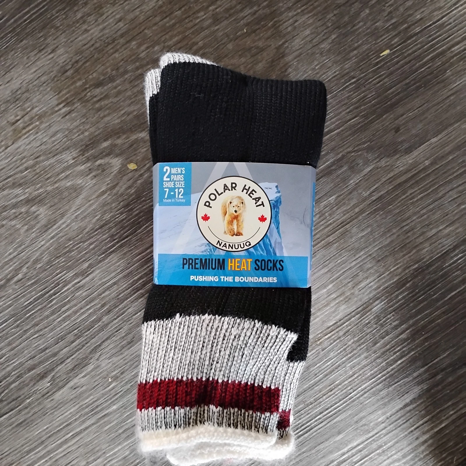 Polar Heat Nanuuq Men’s Premium Heat Socks, 2 Pack Thermal Socks black/GRY/burgy