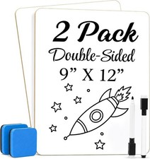 2 Pack Double Sided Dry Erase Lapboards 9" x 12