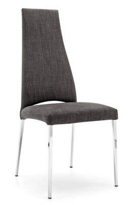 Set Of Two Calligaris Juliet Gray Fabric Silver Chrome Legs Dining Chairs