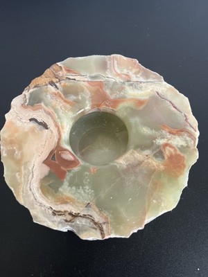Onyx Marble Candle Holder Natural Stone Rough Cut 6 1/2 inches Pakistan