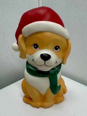 Lightup Puppy Dog with Santa Hat Holiday Blow Mold Christmas Decoration  