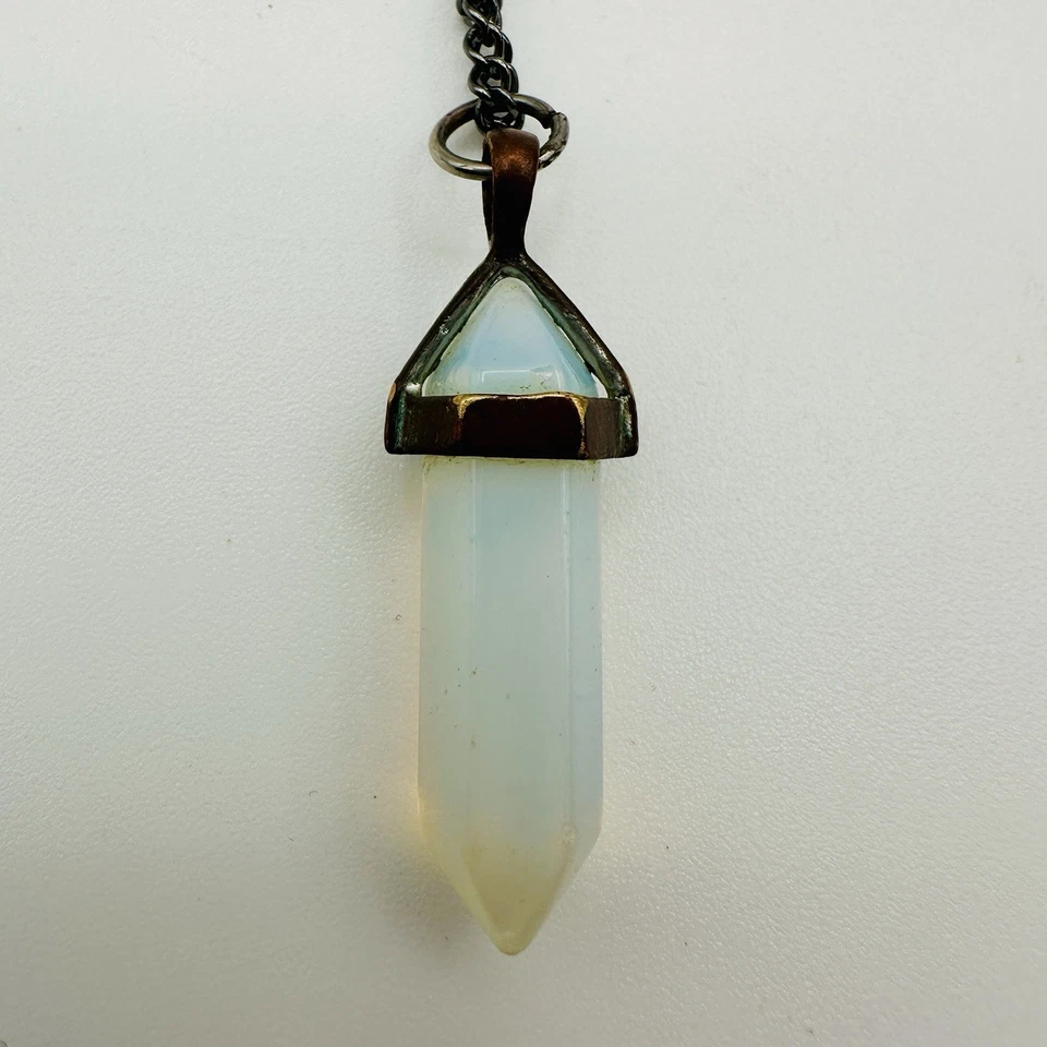 "Collar ajustable cadena negra colgante de cobre con piedras preciosas de cristal opalita natural 8,5""" Foto 3 de 4