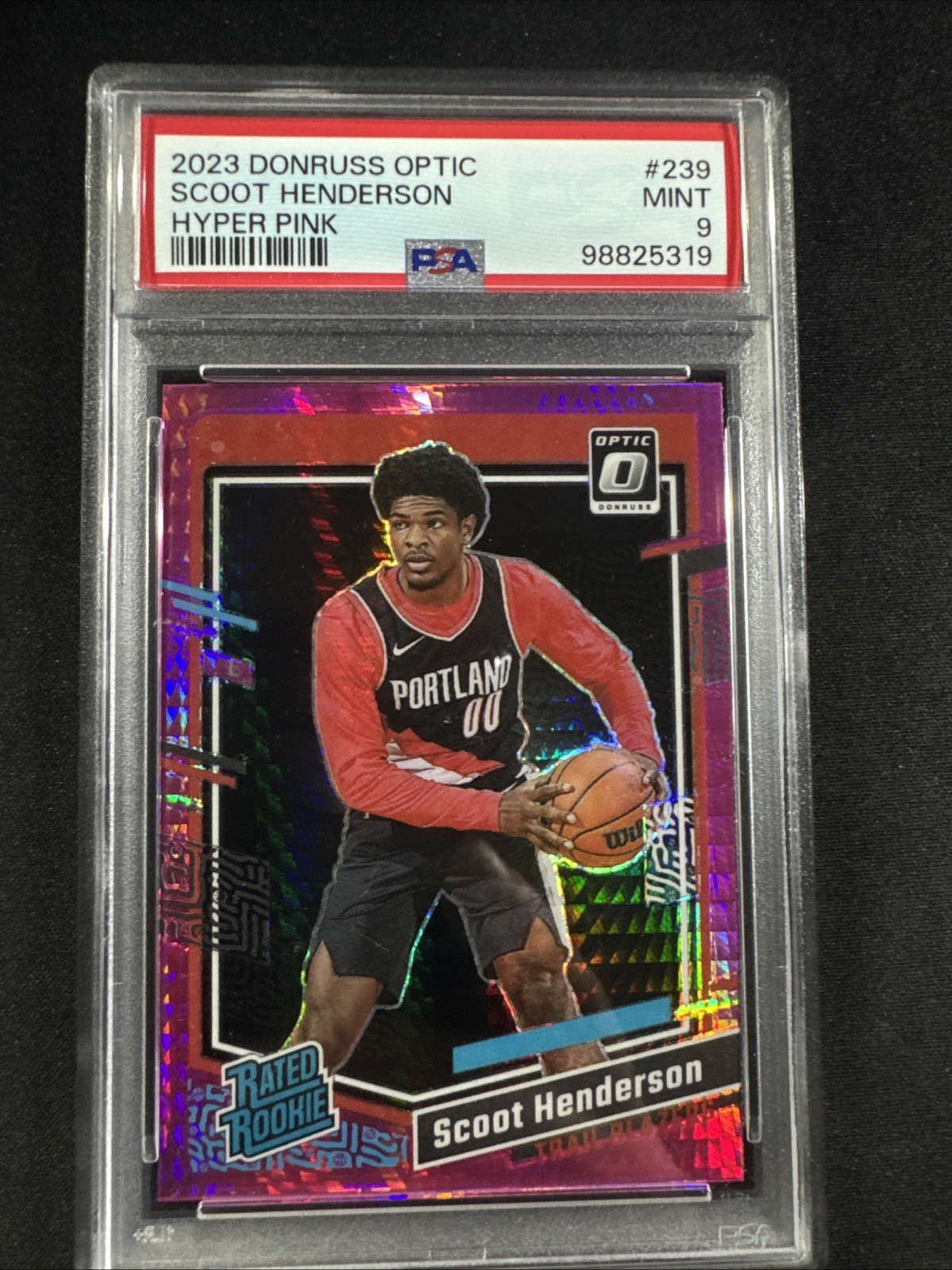 2023 Donruss Optic #239 Scoot Henderson Hyper Pink RC PSA 9 Mint