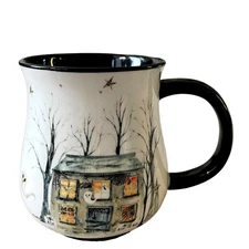 Potter's Studio Halloween Haunted House Ceramic Mug  Spooky Witch & Ghosts NEW