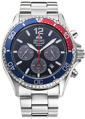 ORIENT Sports Mako Solar Chronograph RN-TX0201L Pepsi Lünette JDM Uhr R80116022