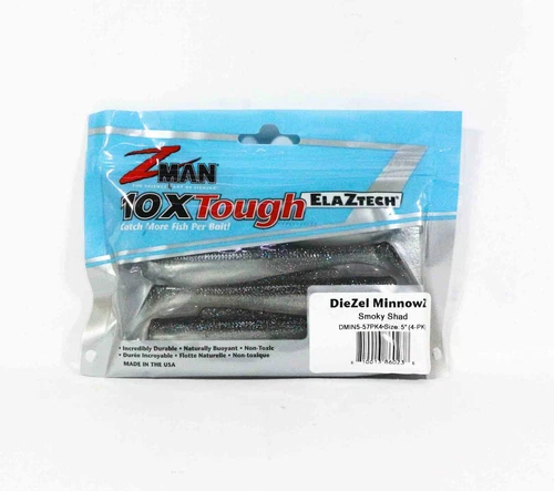 Zman Soft Lure Diezel MinnowZ 5 pollici 4/confezione Smoky Shad (0238)-